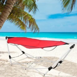 Hängematte mit klappbar Gestell Hängemattengestell 240 x 80 x 73 cm Rot