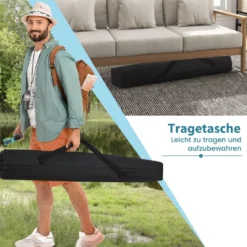 Hängematte mit Ständer & Tragetasche & Weicher Schlafmatte Outdoor Hängemattenbett bis 150 kg belastbar 100 x 210 cm