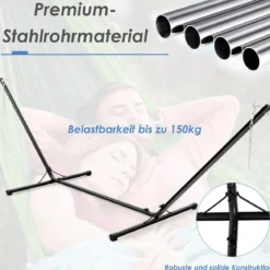 Hängemattengestell Hängemattenständer Metall belastbar bis 150kg Hängemattenhalter Schwarz