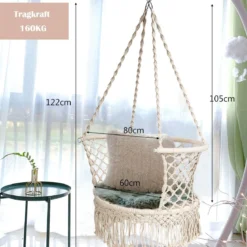 Hängematten-Makramee-Schaukelstuhl Hängesessel Makramee Hängestuhl Beige
