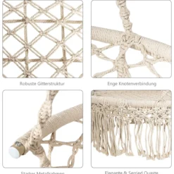 Hängematten-Makramee-Schaukelstuhl Hängesessel Makramee Hängestuhl Beige