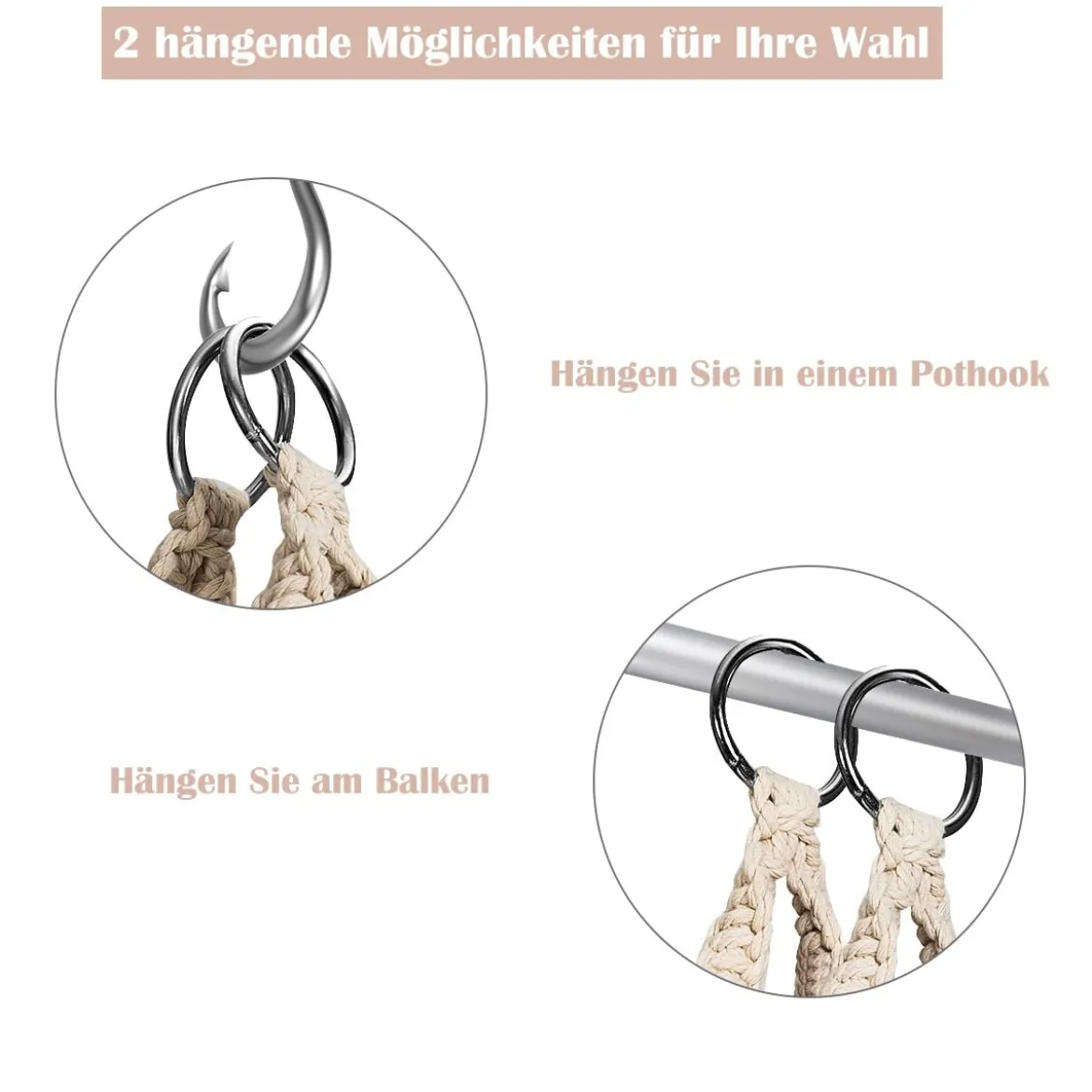 Hängematten-Makramee-Schaukelstuhl Hängesessel Makramee Hängestuhl Beige