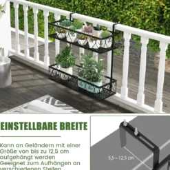 Hängeregal2-Stöckiger Blumentopfhalter 60 x 33 x 59 cm Schwarz
