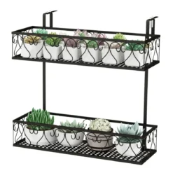 Hängeregal2-Stöckiger Blumentopfhalter 60 x 33 x 59 cm Schwarz