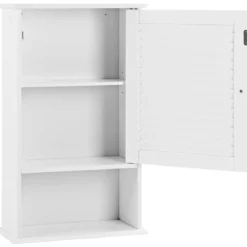 Hängeschrank Badezimmerschrank Hängend Wandschrank mit Verstellbarem Einlegeboden Weiß