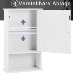 Hängeschrank Badezimmerschrank Hängend Wandschrank mit Verstellbarem Einlegeboden Weiß