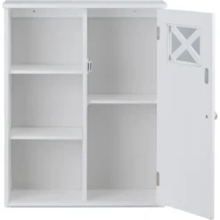 Hängeschrank Verstellbarer Einlegeboden Badezimmer Wandschrank Weiß Holz 48,5x 17,5 x 61 cm