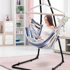 Hängesessel Ø50cm Hängeschaukel Hängestuhl mit 2 Kissen bis 120 kg Beige