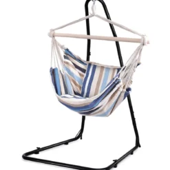 Hängesessel Ø50cm Hängeschaukel Hängestuhl mit 2 Kissen bis 120 kg Beige