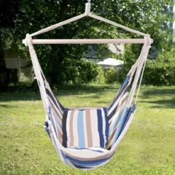 Hängesessel Ø50cm Hängeschaukel Hängestuhl mit 2 Kissen bis 120 kg Beige