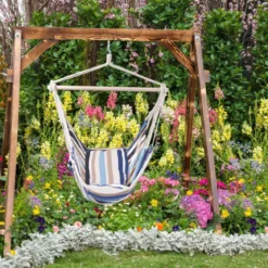 Hängesessel Ø50cm Hängeschaukel Hängestuhl mit 2 Kissen bis 120 kg Beige