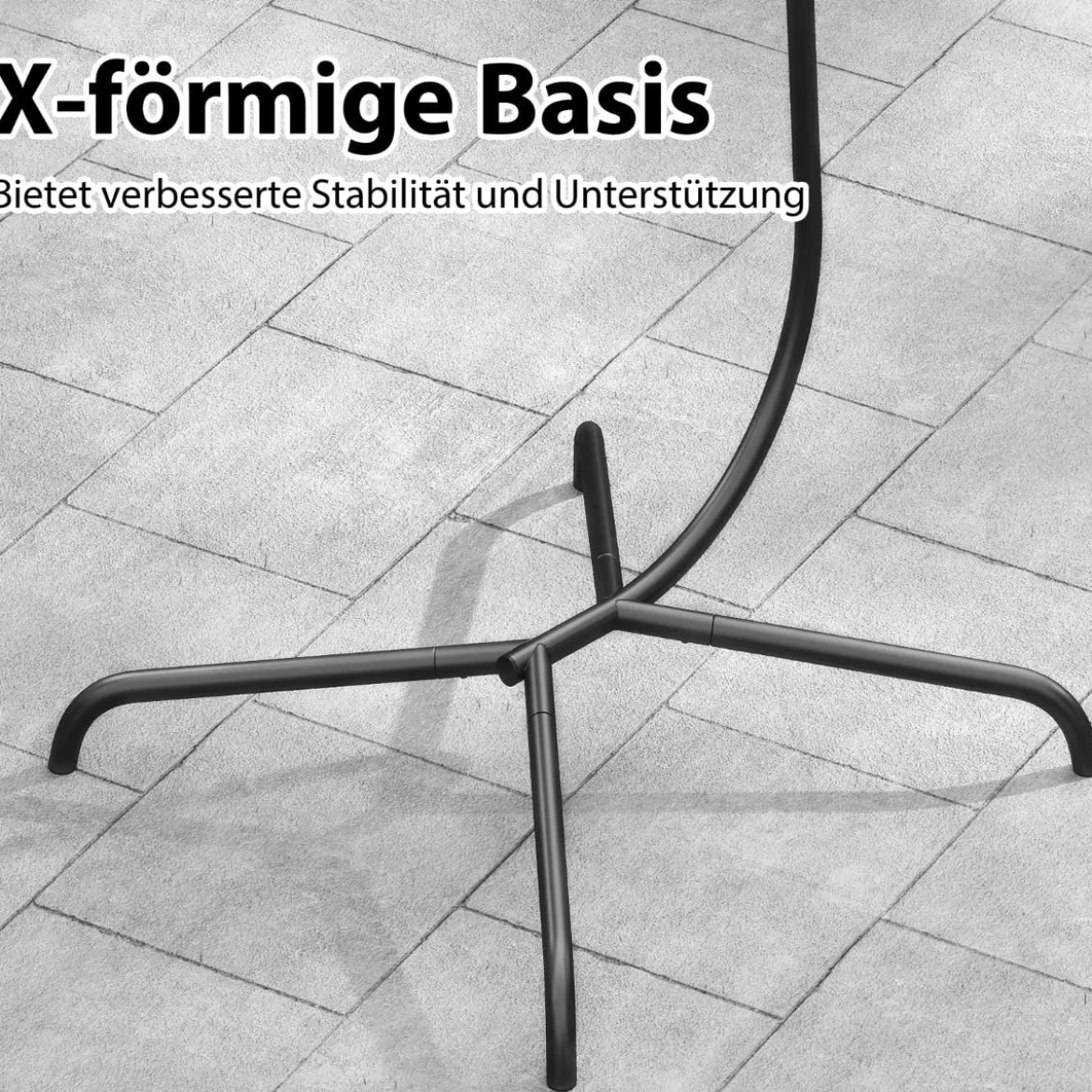 Hängesessel + Hängesesselgestell Set PE-Rattan Hängekorb Sessel Metall Gestell