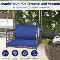 Hängesessel Hängestuhl bis 180kg belastbar Hängesitz mit Kissen Blau