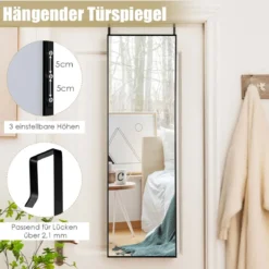 Hängespiegel Ganzkörperspiegel mit Rahmen 120 x 37 x 2 cm Schwarz