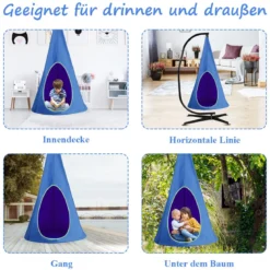 Hängezelt Hängehöhle Hängesessel Kinder Fly Schaukel Kinder Hängehöhle Hängesessel 80x80x140cm Blau