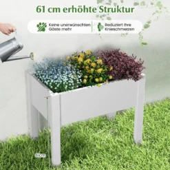 Hochbeet aus Kunststoff Gartenbeet selbstbewässernd 53L 76 x 45 x 61 cm Weiß