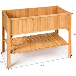 Hochbeet Garten Pflanzkasten Pflanztrog mit Ablage 119 x 57 x 90 cm aus Holz