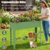 Hochbeet Metall Erhöhter Blumenkasten mit Stützbeinen Pflanzkasten mit Ablage & Abflussloch 95 x 31 x 80 cm