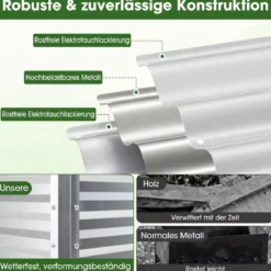Hochbeet mit Beinen aus Metall Erhöhtes Gartenbeet Stabiler Pflanzkasten für Balkon Terrasse & Garten Schwarz/Grau/Silber