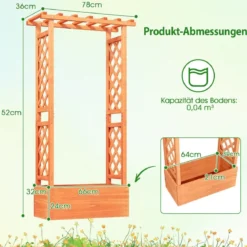 Hochbeet mit Rankgitter & Hängendem Dach Pflanzkasten Blumenkasten für Kletterpflanzen