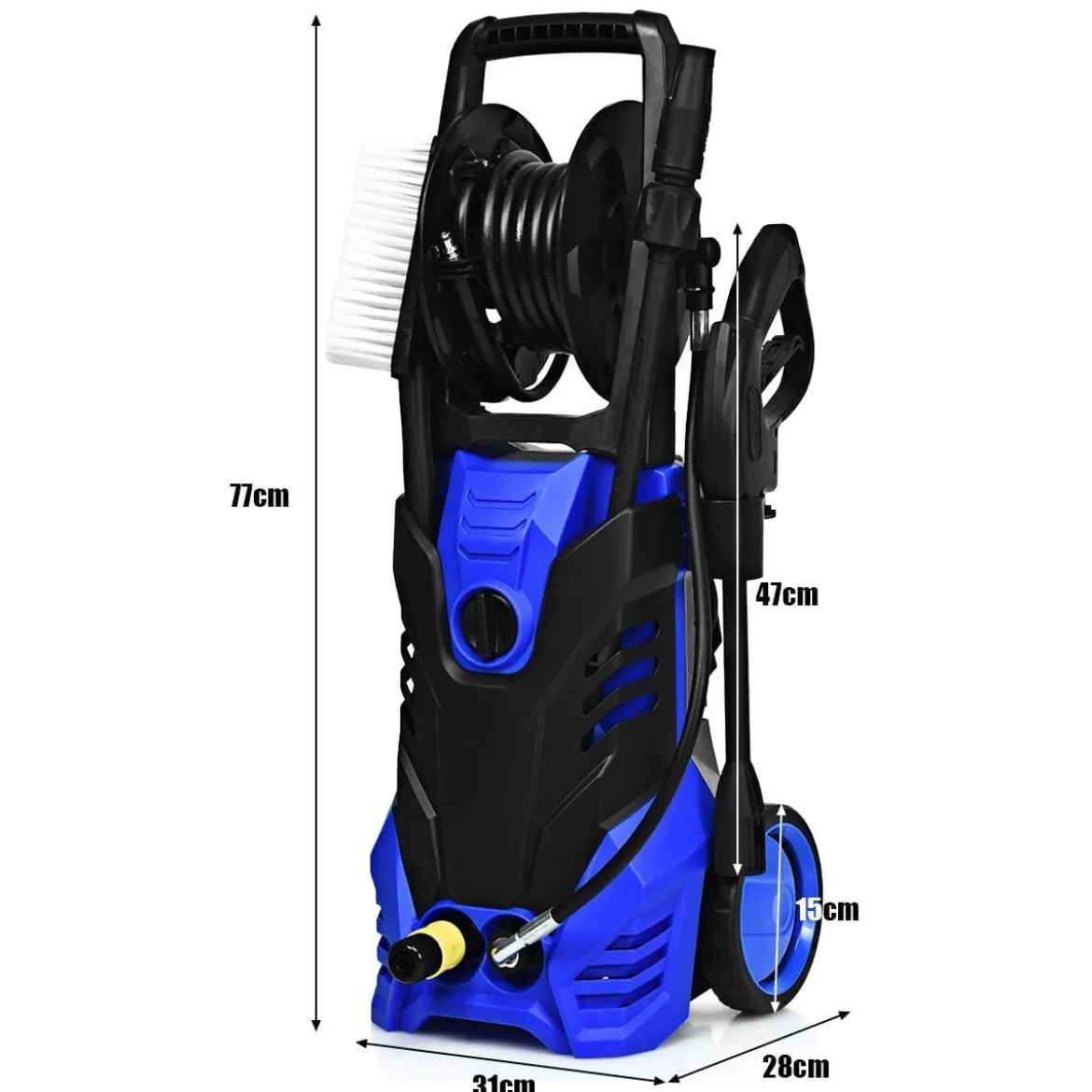 Hochdruckreiniger mit Hochdruckdüse & Zubehör ideal für Garten und Haus 140 Bar 6 L/Min 2000W Blau