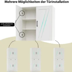 Hoch Küchenschrank mit 4 Türen & Schublade & 3 Verstellbaren Regalen Vorratsschrank Weiß