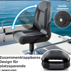 Hochlehner Bootssitz 2er Set klappbarer Bootsstuhl mit 7 cm dicker Schaumstoffpolsterung