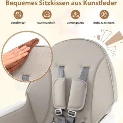 Hochstuhl für Babys & Kleinkinder 6-in-1 Convertible Tisch Stuhl Set mit Bausteintisch Grau