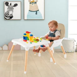 Hochstuhl für Babys & Kleinkinder 6-in-1 Convertible Tisch Stuhl Set mit Bausteintisch Beige