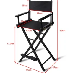Hoher Regiestuhl Klappstuhl Make-up Chair Schminkstuhl Holz mit Seitentaschen