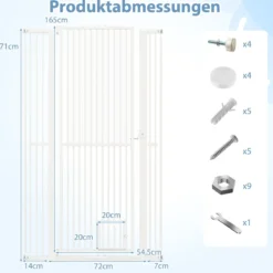 Hohe Tierbarriere Metall-Sicherheitsgitter mit 2 Erweiterungssätze Ohne Bohren 77-104 cm x 171 cm Weiß