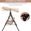 Hollywoodschaukel Gartenschaukel mit Sonnendach Gartenliege Schaukelbank 141 x 118 x 154 cm Braun