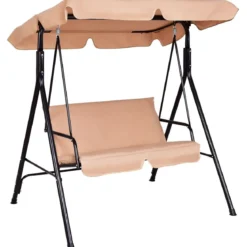 Hollywoodschaukel Gartenschaukel mit Sonnendach Gartenliege Schaukelbank 141 x 118 x 154 cm Braun