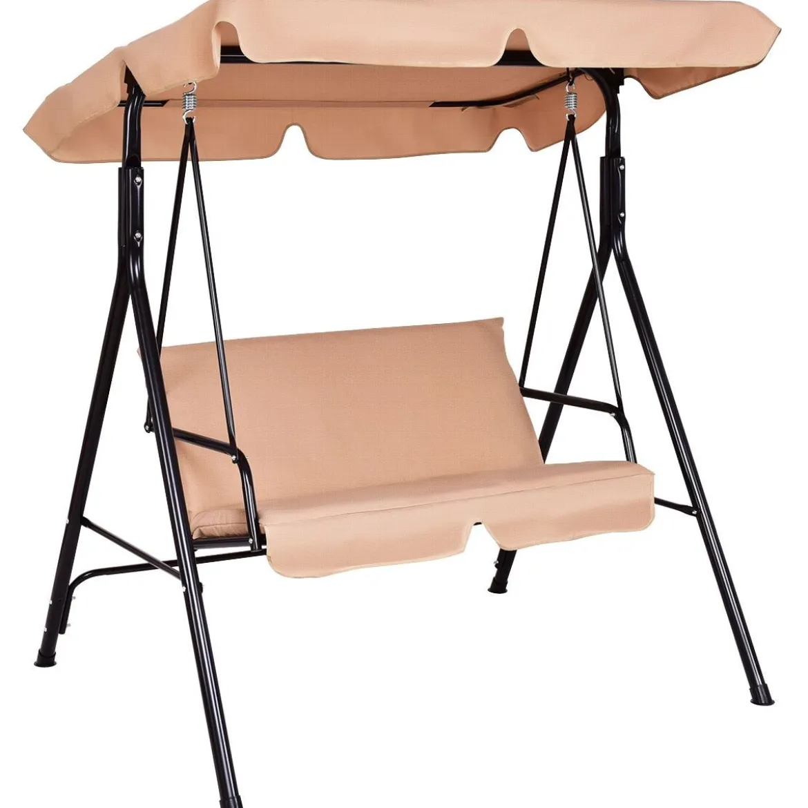 Hollywoodschaukel Gartenschaukel mit Sonnendach Gartenliege Schaukelbank 141 x 118 x 154 cm Braun