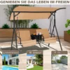 Hollywoodschaukel mit Kühltasche drehbarem Tablett und abnehmbaren Kissen Braun 180 x 124 x 161,5 cm