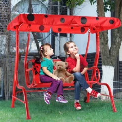 Hollywoodschaukel 2-Sitzer Kinder Gartenschaukel Marienkäfer Rot 117 x 78 x 116 cm