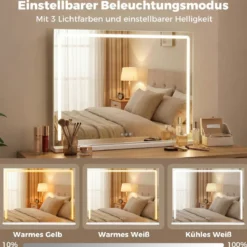 Hollywood Spiegel mit Lichtern & Einstellbarer Helligkeit & Touch-Steuerung Beleuchteter Schminkspiegel
