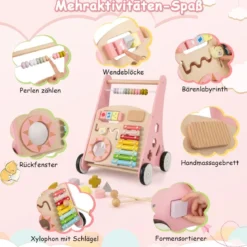 Holz Baby Lauflernhilfe mit glatten Griffe & Integrierten Spielaktivitäten Lauflernwagen