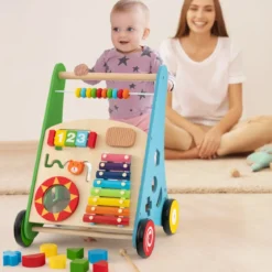Holz Baby Lauflernhilfe mit glatten Griffe & Integrierten Spielaktivitäten Lauflernwagen