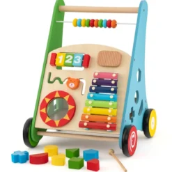 Holz Baby Lauflernhilfe mit glatten Griffe & Integrierten Spielaktivitäten Lauflernwagen