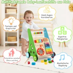 Holz Baby Lauflernhilfe mit glatten Griffe & Integrierten Spielaktivitäten Lauflernwagen