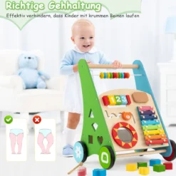 Holz Baby Lauflernhilfe mit glatten Griffe & Integrierten Spielaktivitäten Lauflernwagen