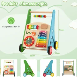 Holz Baby Lauflernhilfe mit glatten Griffe & Integrierten Spielaktivitäten Lauflernwagen