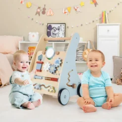 Holz Baby Lauflernhilfe mit Multi Aktivitätslernzentrum Montessori Schiebelauflernhilfe