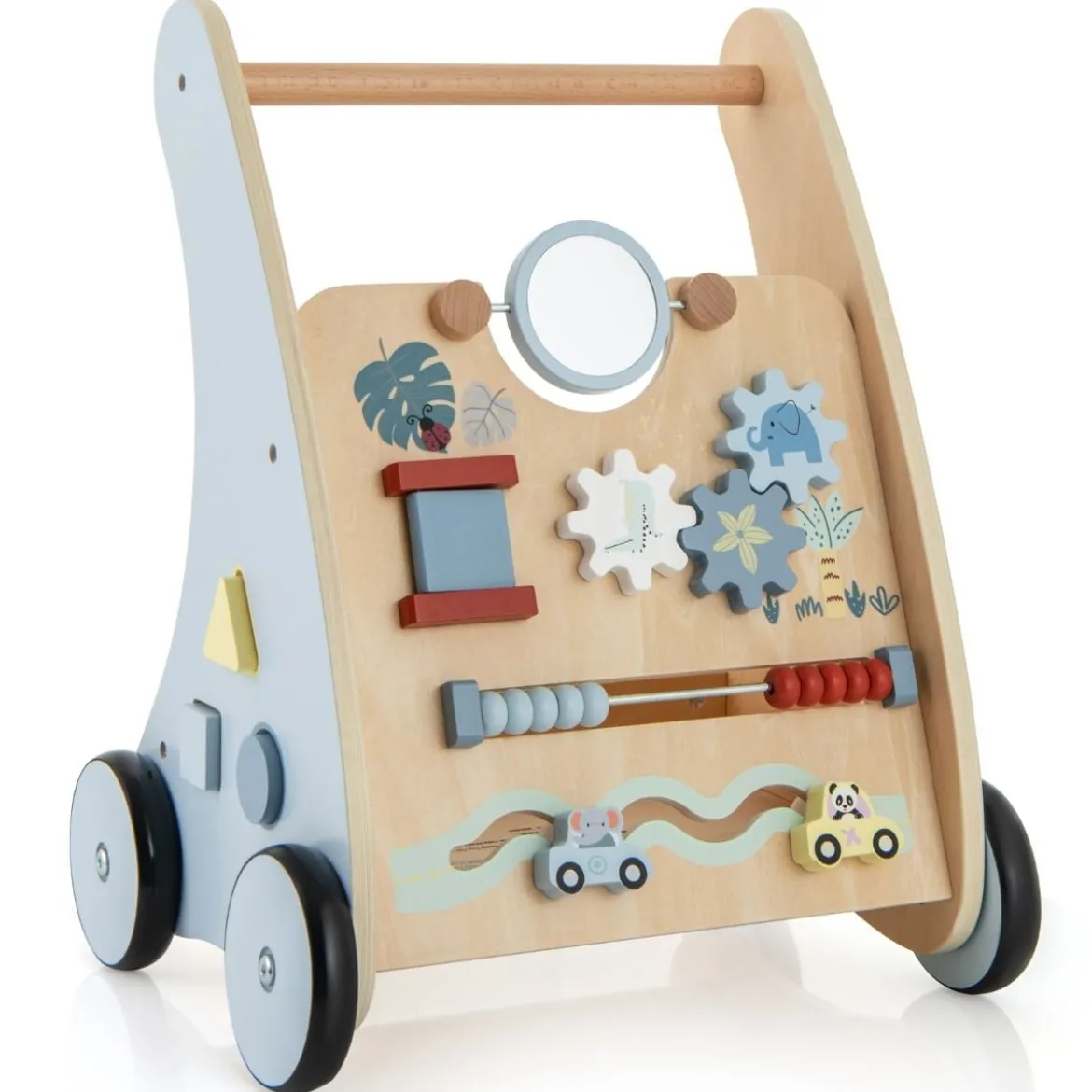 Holz Baby Lauflernhilfe mit Multi Aktivitätslernzentrum Montessori Schiebelauflernhilfe