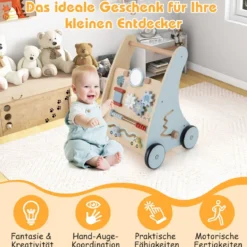 Holz Baby Lauflernhilfe mit Multi Aktivitätslernzentrum Montessori Schiebelauflernhilfe