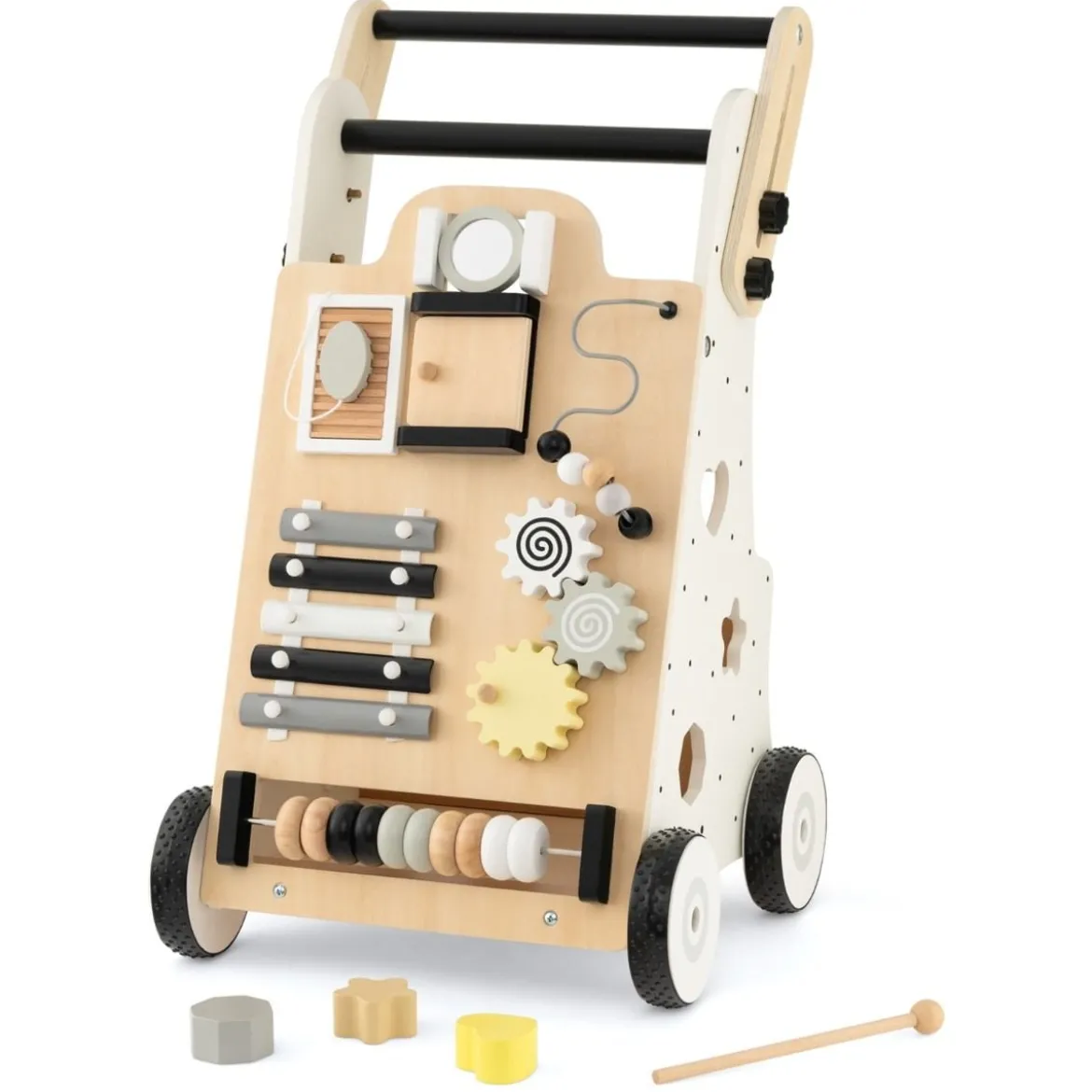Holz Baby Lauflernhilfe Multifunktionaler Lauflernwagen 33 x 32 x 52-57 cm Natur