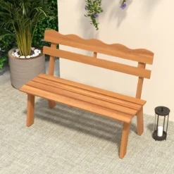 Holz Gartenbank aus Akazienholz bis 360 kg Belastbar 2-Sitzer Balkonbank Wetterfeste Holzbank