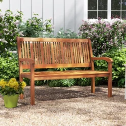 Holz Gartenbank für 2-3 Sitzer Holzbank bis 320 kg Belastbar Sitzbank Parkbank 126 x 63 x 91 cm