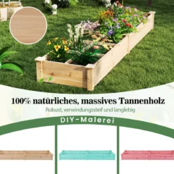 Holz Hochbeet mit 2 Pflanzkästen & Trennwänden Gartenbeet Kräuterbeet Pflanzbeet Braun